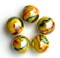 Lot of 5 TROPICANA Yellow/Red Glass Marbles 25mm (1 inch) shooter